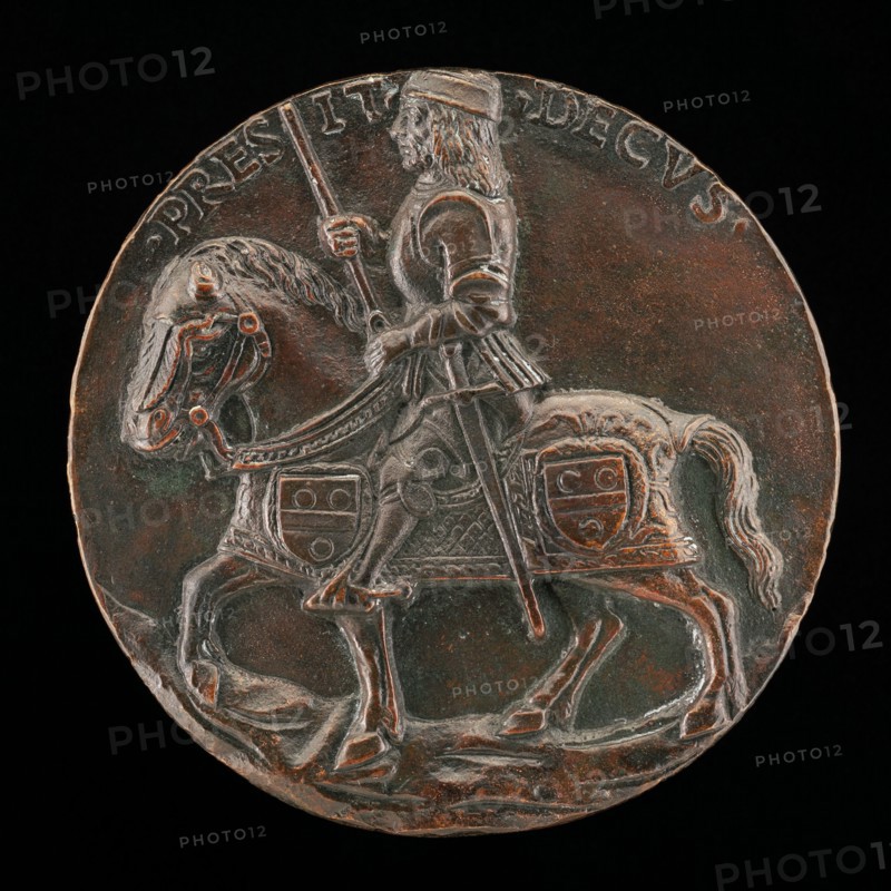 Jean du Mas on a Horse Wearing Chanfron and Bardings [reverse], 1494/1495.
