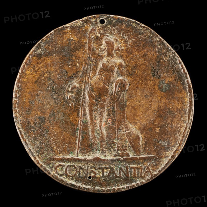 Constancy Leaning on Tall Staff [reverse], c. 1485.