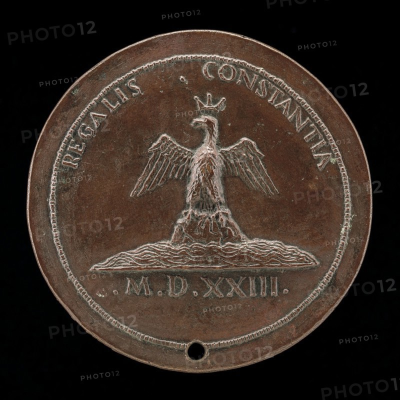 Crowned Eagle on a Mound Amid Waters [reverse], 1523.