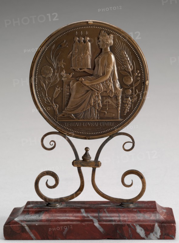 Architecture Holding Statues of Personifications of Structure, Form, and Color..., [obverse], designed 1843, awarded 1911.
