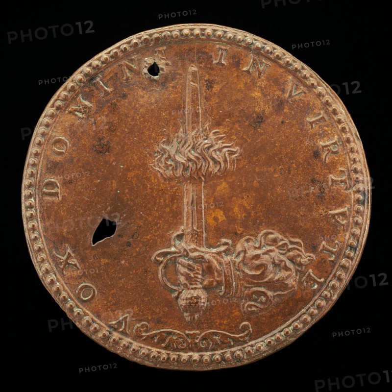 Hand Issuing from a Cloud, Holding a Flaming Sword [reverse], 1564.