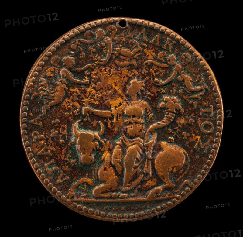 Allegory of Peace(?), with Abundance Seated on a Bull and Psyches Flying About [reverse], 1564.