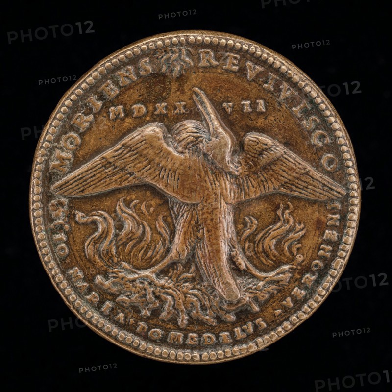 Phoenix on a Pyre Gazing at the Sun [reverse], c. 1527.