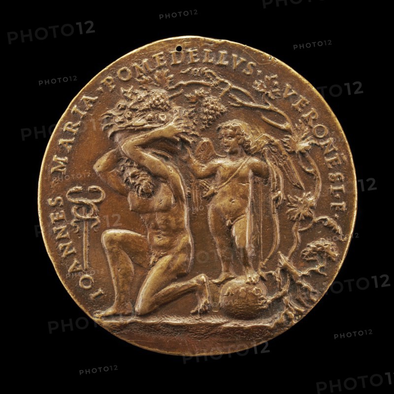 Man Holding Fruit, and Cupid [reverse].
