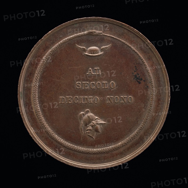 Ouroboros Encircling the Winged Helmet of Mercury and the Head of Athena [reverse], after 1823.