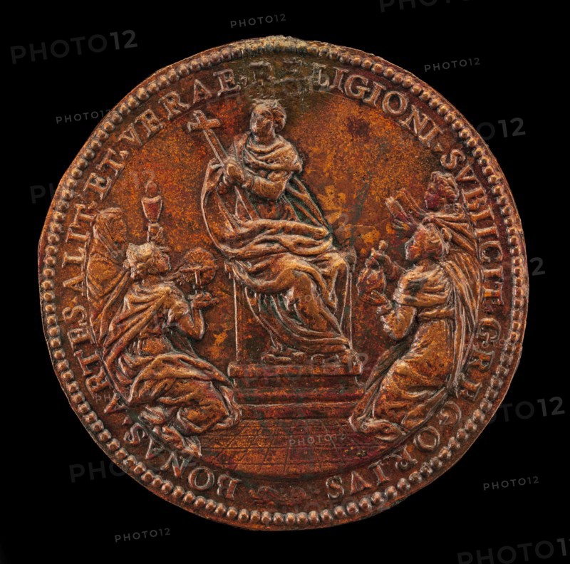 Religion Enthroned between Theology, Astronomy, Philosophy, and Literature [reverse], 1582.