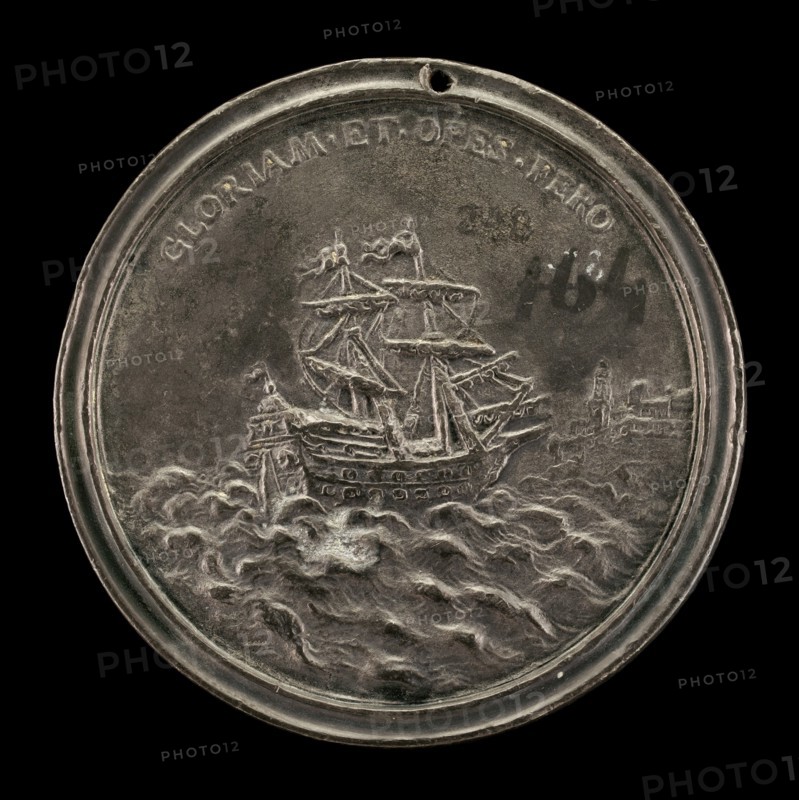 Ship and Fortified City [reverse], c. 1740s.