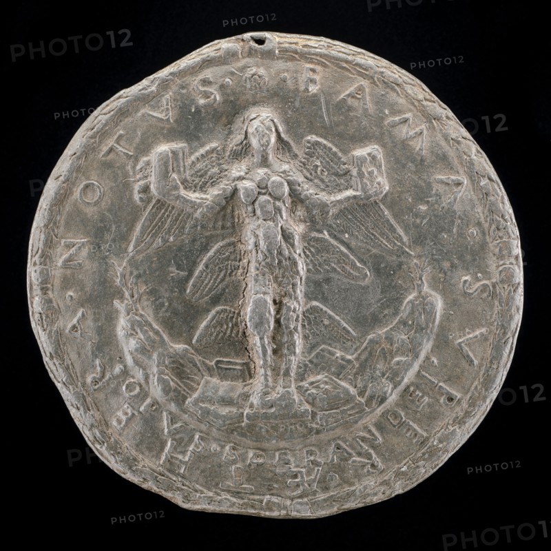 Fame Holding a Closed and an Open Book [reverse], 1479.