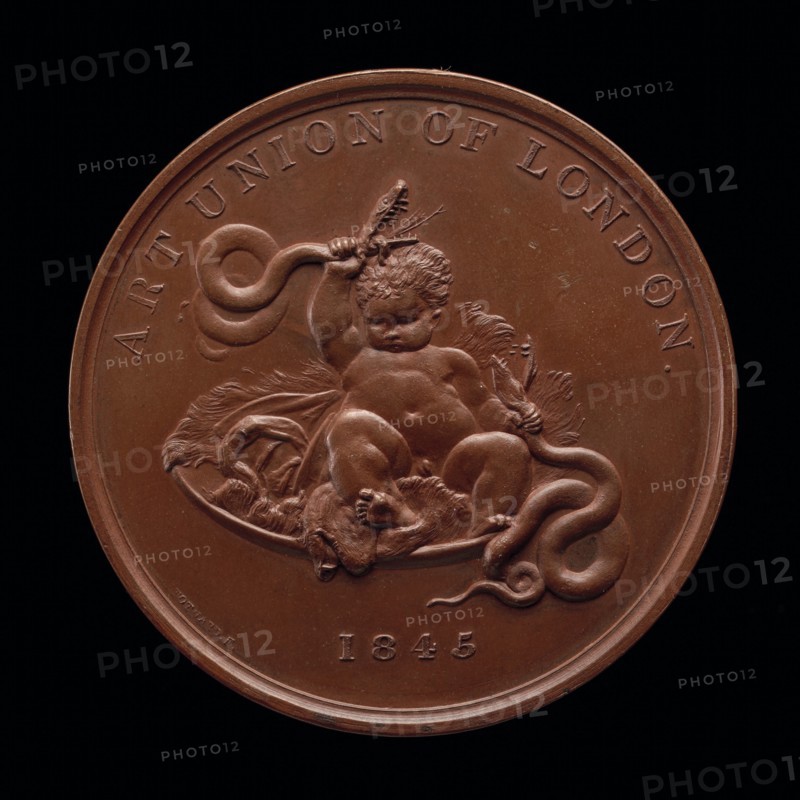 The Infant Hercules Strangling Two Serpents [reverse], 1845.