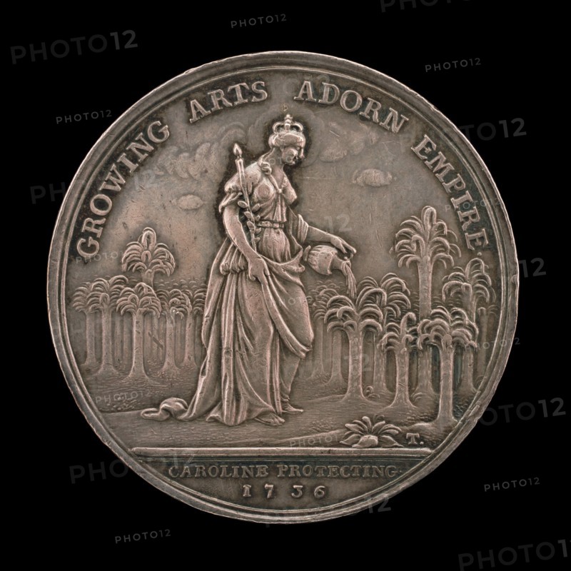 Queen Caroline Watering a Young Palm Tree Grove [reverse], 1736.