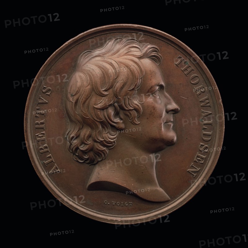 Bertel Thorvaldsen, 1770-1844, Sculptor [obverse], 1837. Creator: Karl Friedrich Voigt.