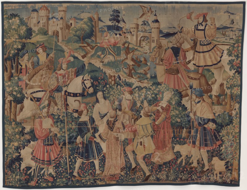 Hunting and Pastoral Scenes, with a bagpiper and dancers, c. 1510.