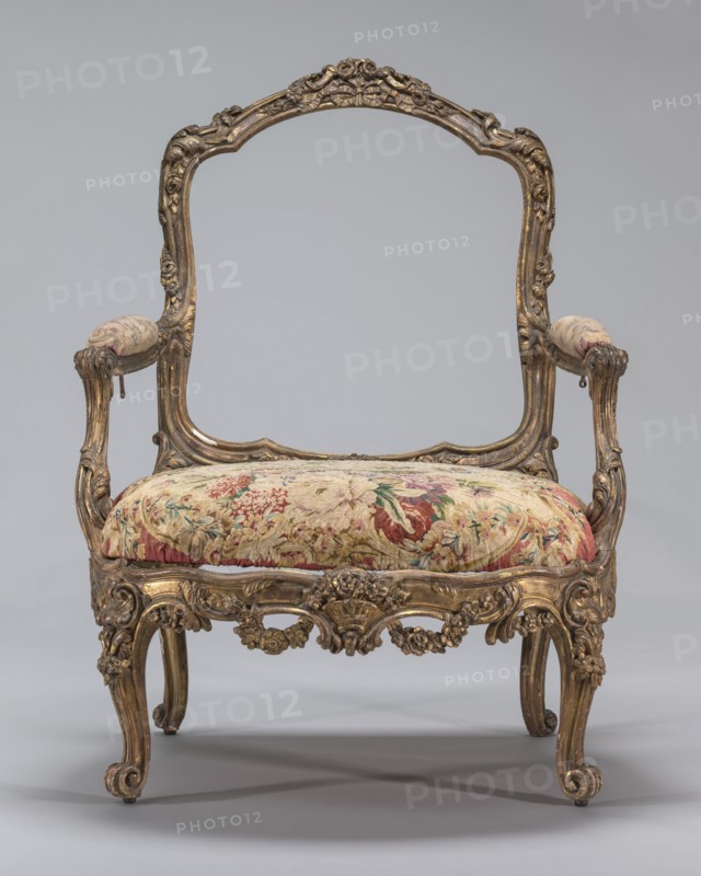 Armchair, probably c. 1830/1850. Gobelins tapestry after Louis Tessier.