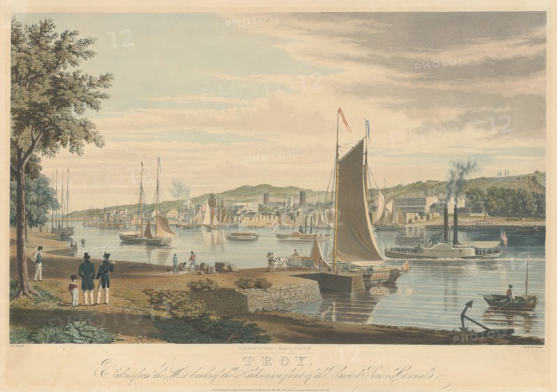 Troy: Taken from the West Bank of the Hudson in front of the United States Arsenal, published 1838.