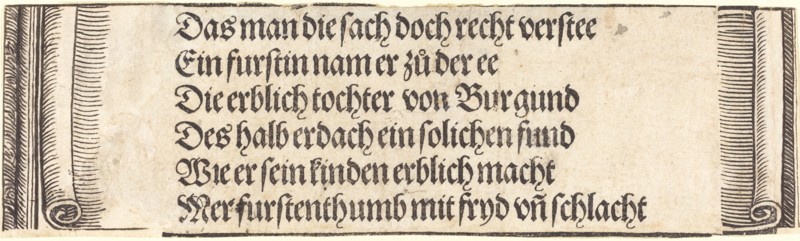 Printed text for "The Betrothal of Maximilian with Mary of Burgundy", 1515.