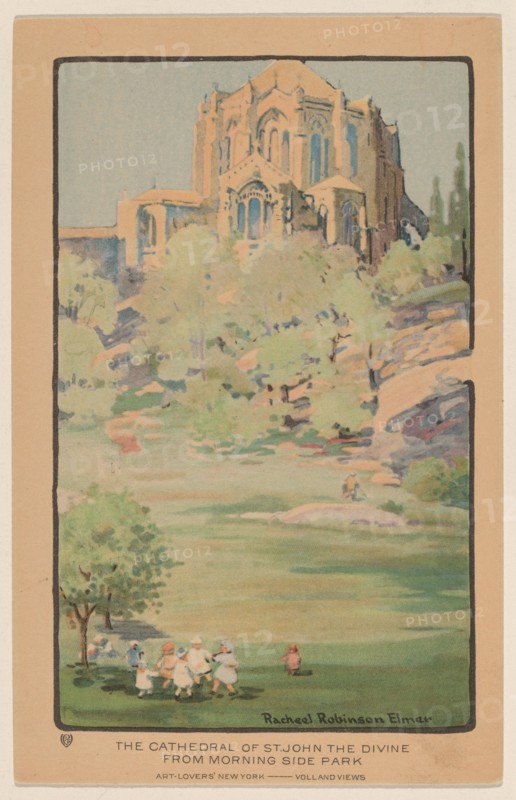 The Cathedral of St. John the Divine from Morningside Park, 1914.