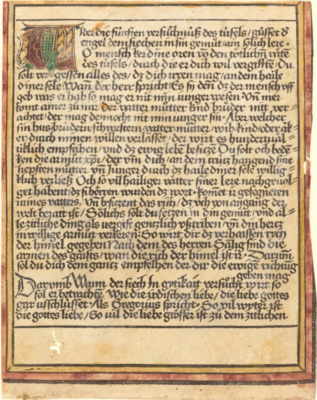 Exhortation Against Avarice, c. 1470/1475.