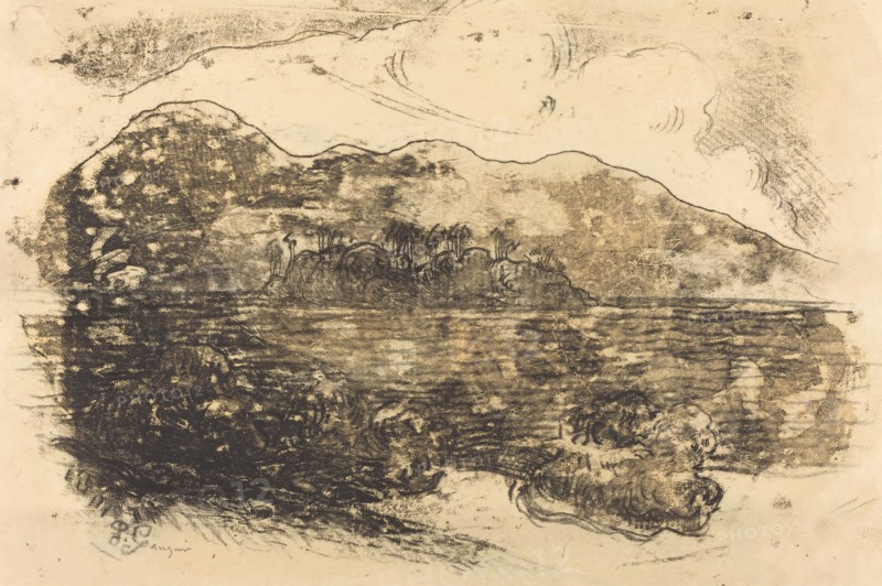 Tahitian Shore [recto], c. 1900.