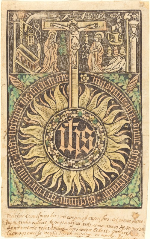 The Sacred Monograph with the Crucifixion and Passion Symbols [recto], in or after 1470.