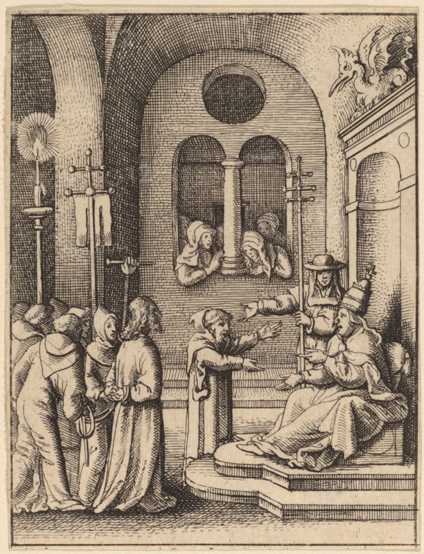 Jesus again before Caiaphas.