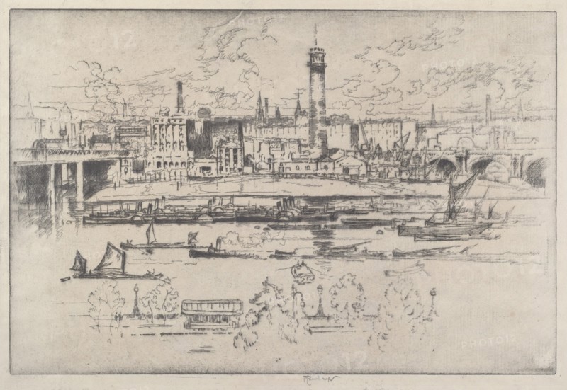 Shot Tower between the Bridges, 1910.