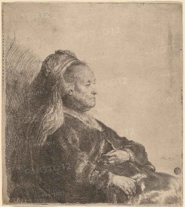 The Artist's Mother Seated, in an Oriental Headdress, 1631.