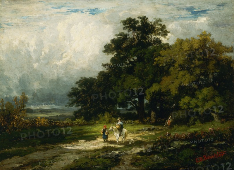 Untitled (man on horse with woman and dog).