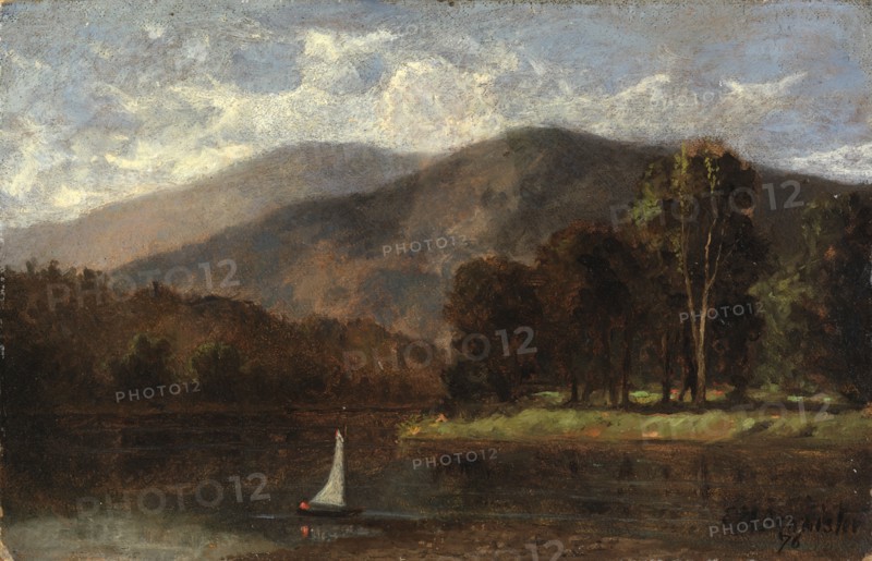 Untitled (sailboat in river), 1876.