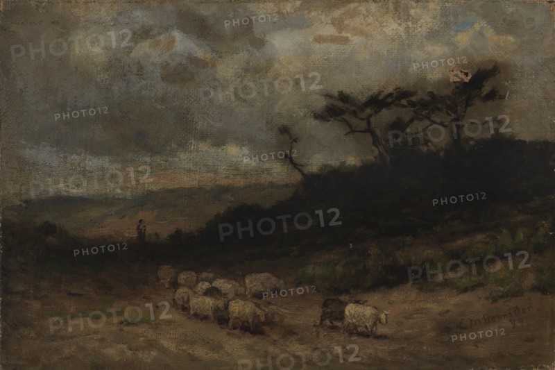 Untitled (shepherd with sheep), 1877.