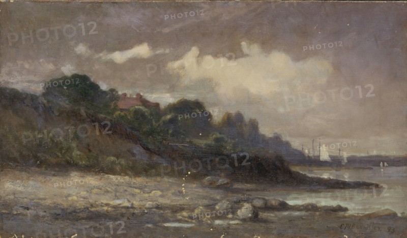 Untitled (shoreline with sailboats and roof), 1893.