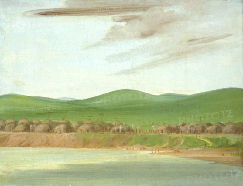 Arikara Village of Earth-Covered lodges, 1600 Miles above St. Louis, 1832.