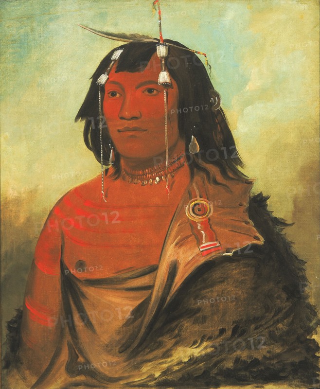 Bi-éets-ee-cure, Very Sweet Man, 1832. Hair bows, decorated with beads imported from Venice in the 1830s by white traders on the Upper Missouri.