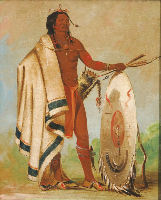 Kotz-a-tó-ah, Smoked Shield, a Distinguished Warrior, 1834. Seven feet tall.