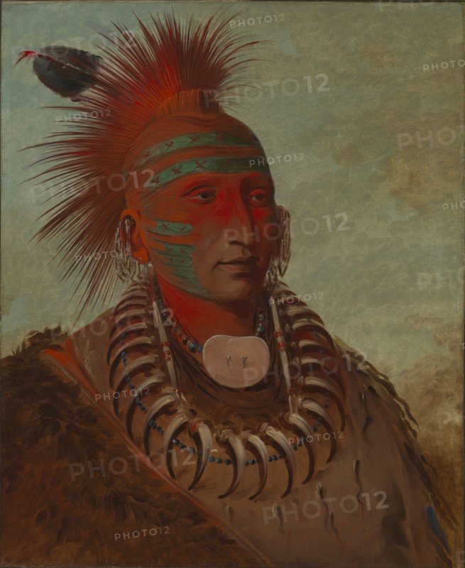 No-ho-mun-ya, One Who Gives No Attention, 1844.  Among fourteen Iowa travelled with George Catlin to London in the 1840s, to promote his Indian Gallery. He died in Liverpool, England, before the delegation left for Paris.