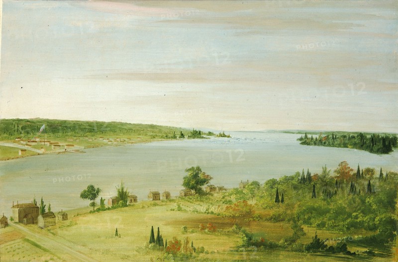 Sault Ste. Marie, Showing the United States Garrison in the Distance, 1836-1837.