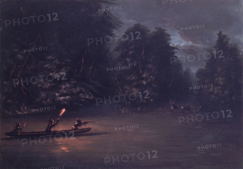 Deer Hunting by Torchlight in Bark Canoes, 1846-1848.