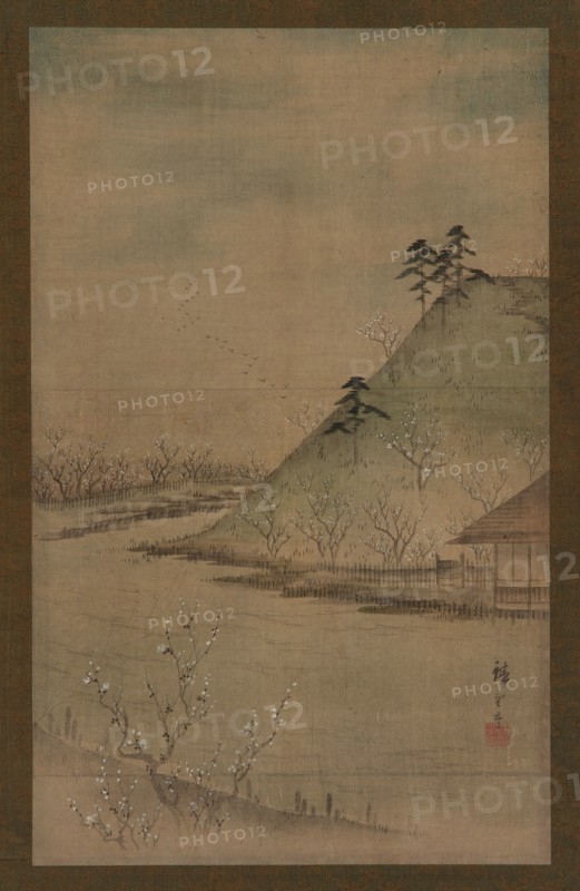 Spring landscape, mid 19th century. Possibly by Utagawa Hiroshige II.