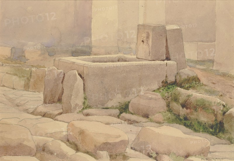 Pompeian Fountain and Horse Trough, 1880. Creator: William Henry Holmes.