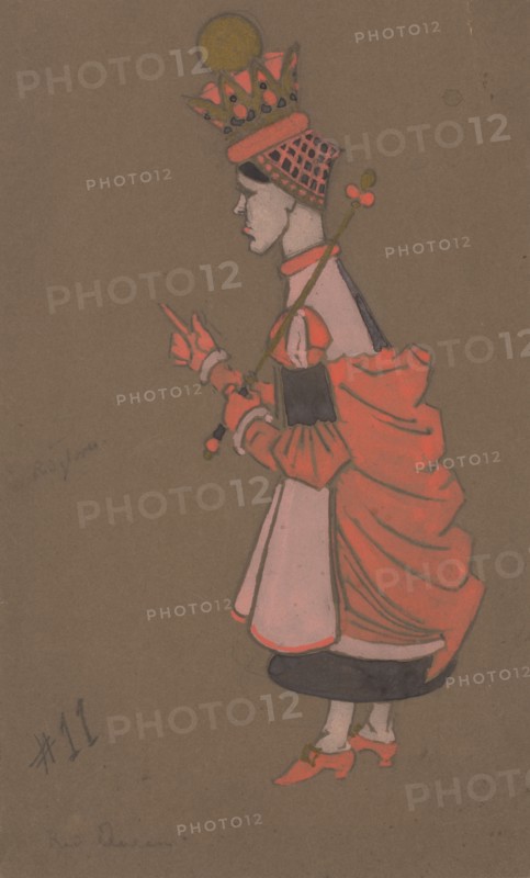 Red Queen (costume design for Alice-in-Wonderland) 1915).