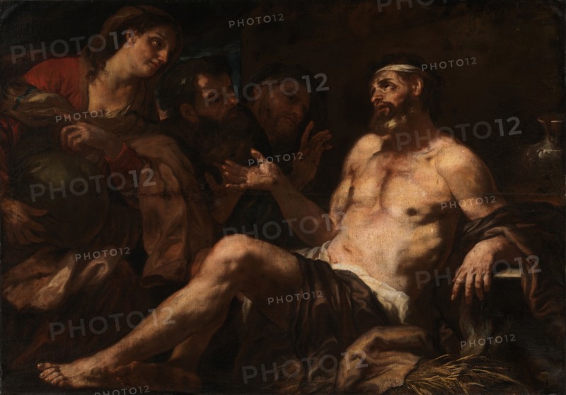 Job and His Comforters, 17th century? Attributed to Luca Giordano