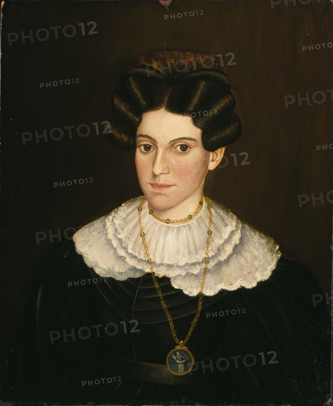 Woman in Black Dress, ca. 1835-1840. Attributed to M. W. Hopkins.