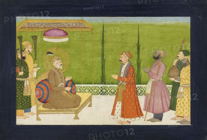 The poet Sundar Das before Emperor Shah Jahan, folio from a Sundar Shringar, ca. 1750-1760. Attributed to Nainsukh.