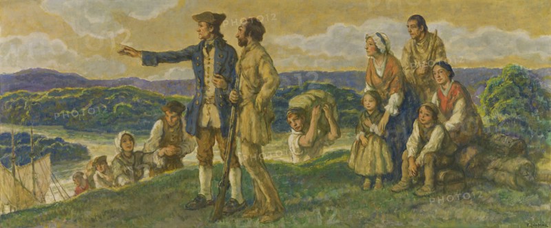 Arrival of Colonel John Donaldson (design for mural), late 19th-early 20th century.