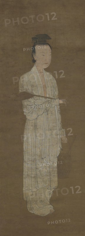 Portrait of a Woman in White: Lu Meiniang, 14th century. Formerly attributed to He Chong.