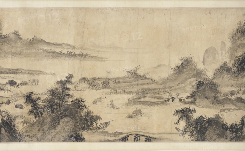 Bringing Home the Horses, Taking the Oxen to Pasture, 16th-17th century. Formerly attributed to Liang Kai.