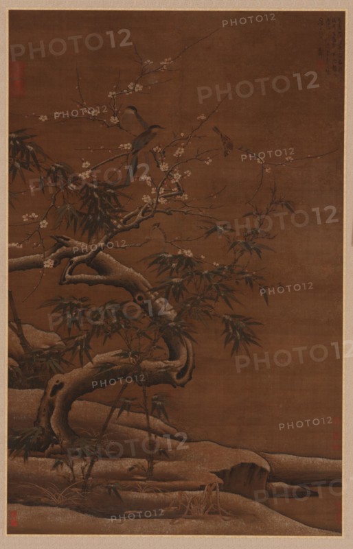 Birds, Plum Blossoms, and Bamboo in Winter, 16th century. Formerly attributed to Ma Lin.