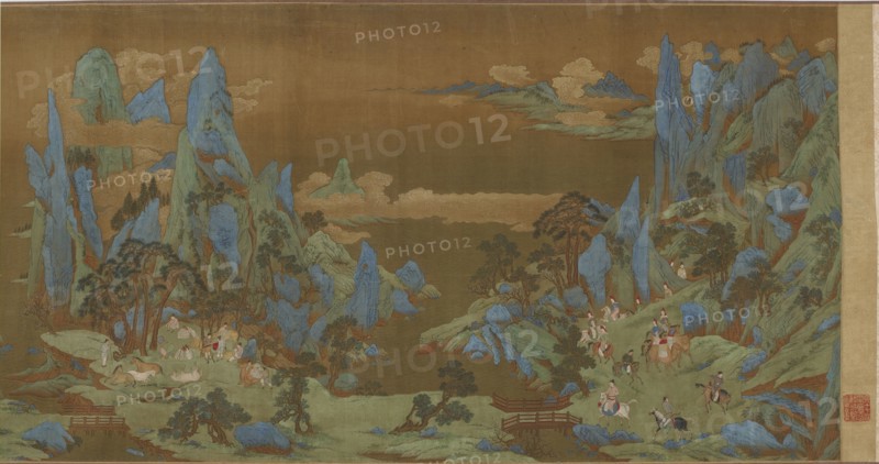 Travelers in the Springtime Mountains, 16th-17th century. Formerly attributed to Qiu Ying.