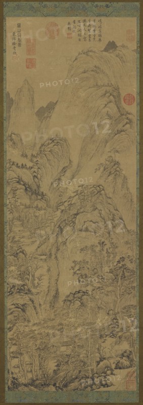 Mountain gorge: houses and a stream in the valley, 14th-15th century. Formerly attributed to Xu Ben.