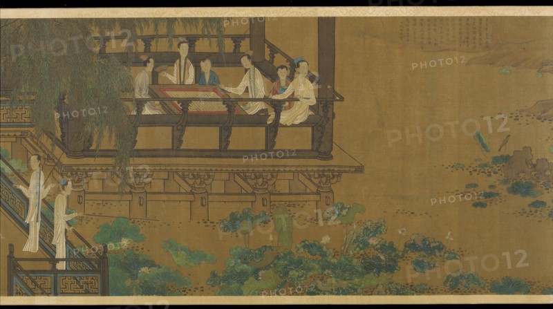 Palace Ladies by a Lotus Pond, 18th century. Formerly attributed to Zhou Wenju.