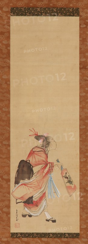 Girl playing battledore and shuttlecock, 1615-1868.